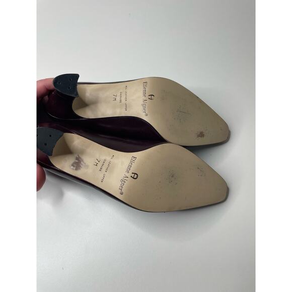 Etienne Aigner Danube Leather Slip On Mid Heel Dress Pumps Burgundy Womens Sz 7M - Picture 15 of 15